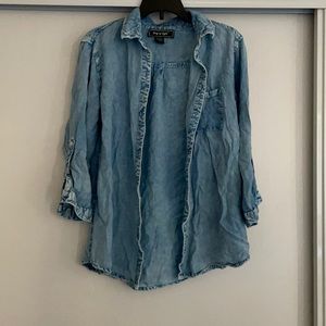 Denim Mid-Length Button Down Shirt